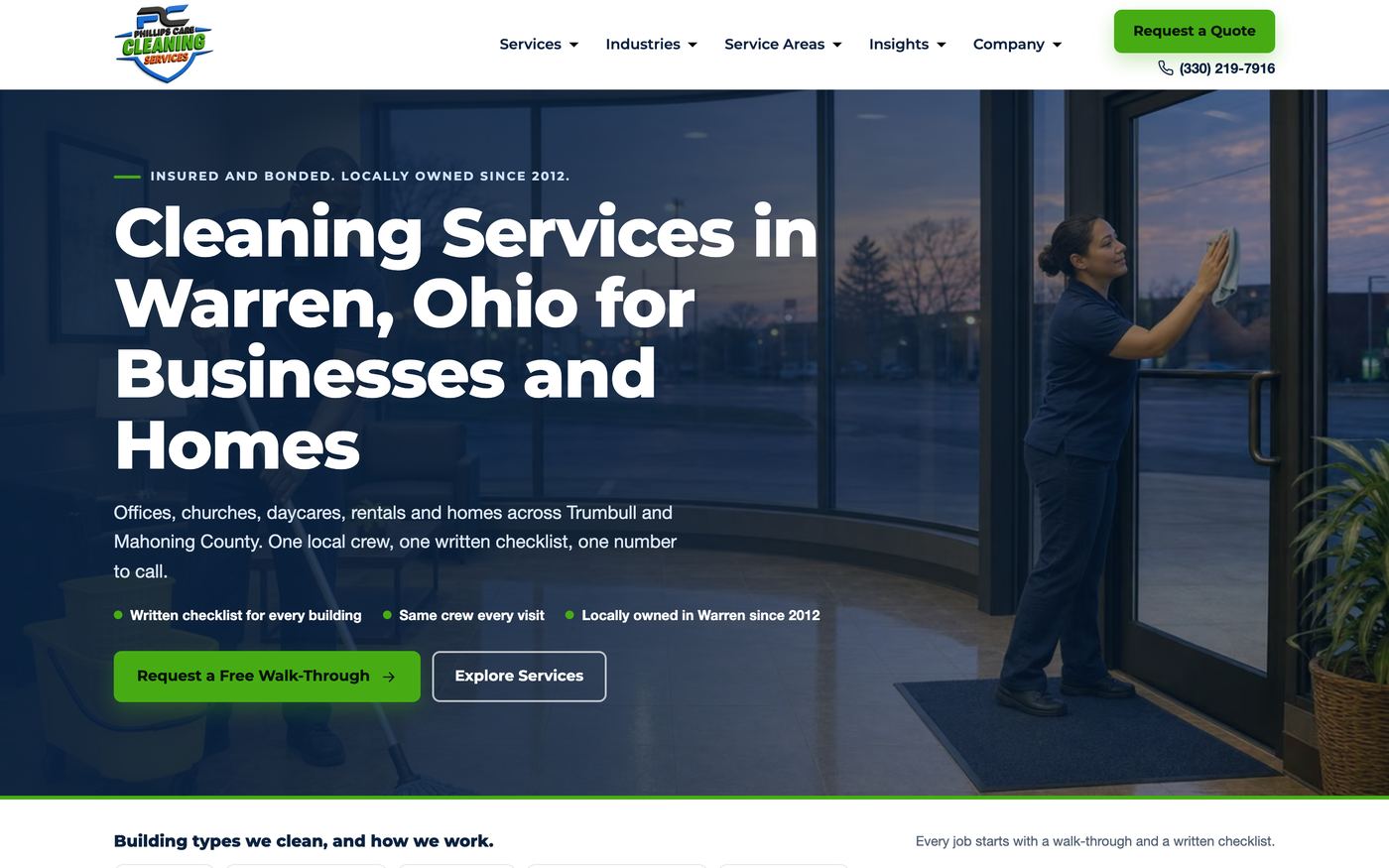 Phillips Care Cleaning website